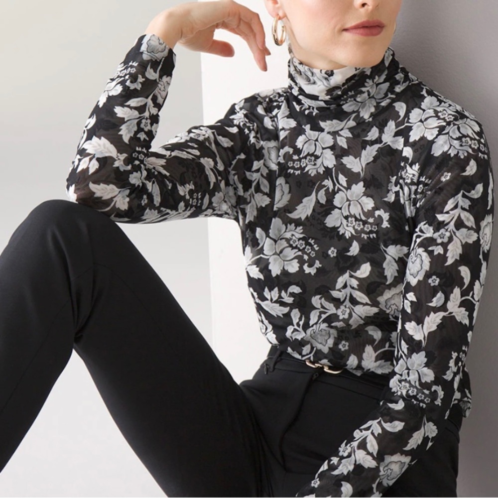 WHBM  NWT sheer floral top size Medium